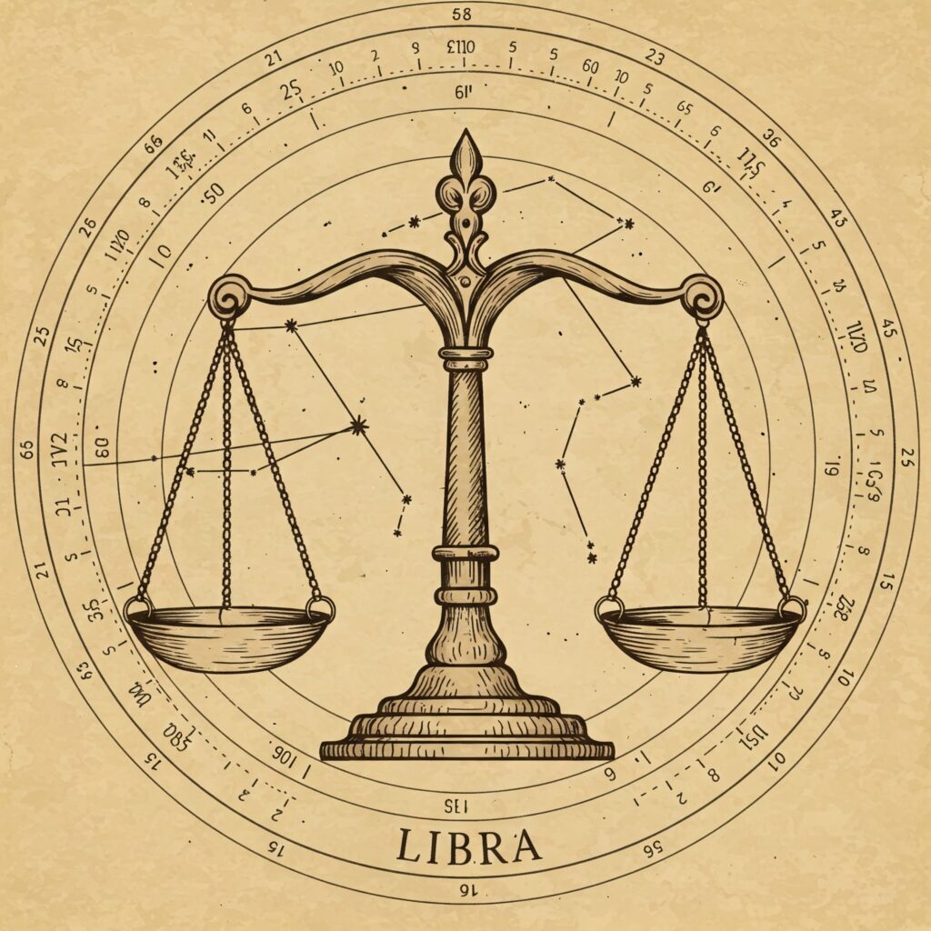 Ilustración del arquetipo de la balanza correspondiente a Libra signo de aire.
